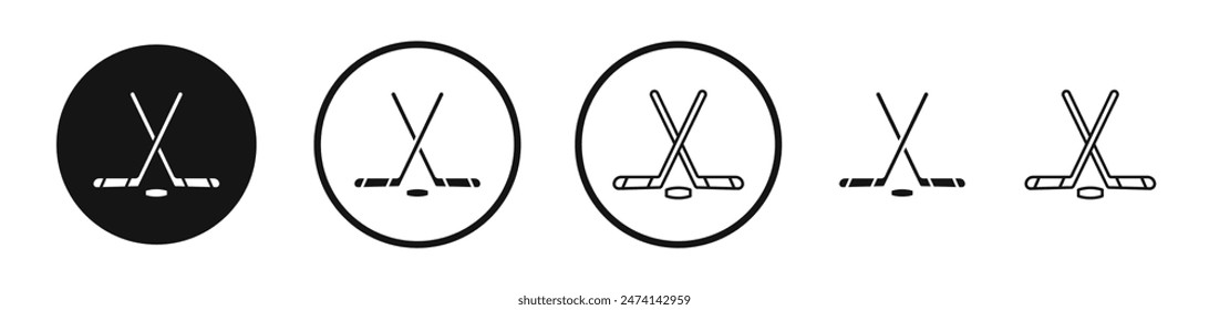 Conjunto de iconos de palos de hockey. Icono de palos de hockey sobre hielo cruzados.