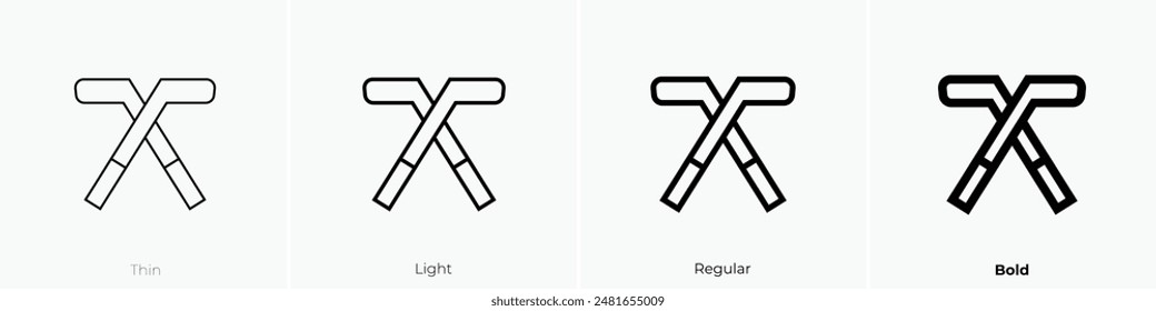 hockey sticks icon. Thin, Light Regular And Bold style design isolated on white background