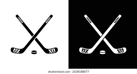 Hockey sticks icon Vector in flat style. Collection silhouettes