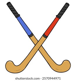 hockey sticks illustration hand drawn isolated vector