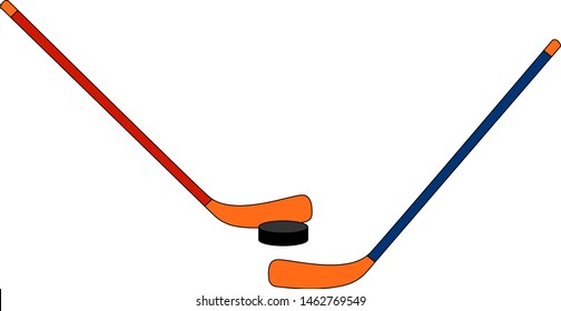 Hockey sticks. illustration. vector on white background.