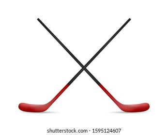 Hockey sticks on a white background. Vector illustration.