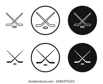 Hockey sticks outlined icon vector collection.