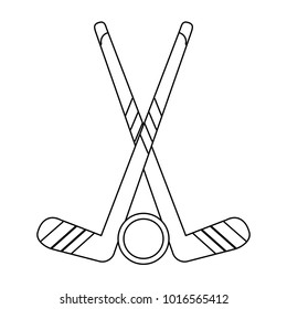 Hockey sticks and puck
