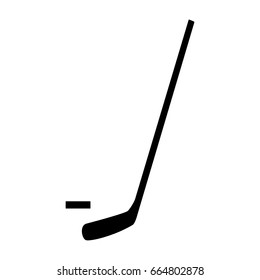 Hockey sticks and puck black icon .