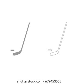 Hockey sticks and puck grey set  icon .