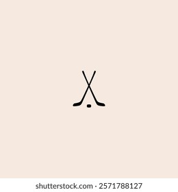 Hockey sticks and Puck icon flat vector design.