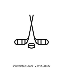 hockey sticks and puck icon isolated on white background