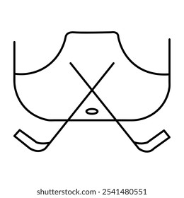 Hockey sticks and puck icon symbol on white background