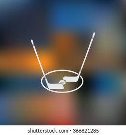 Hockey sticks and puck sport icon