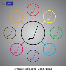 Hockey sticks and puck sport icon