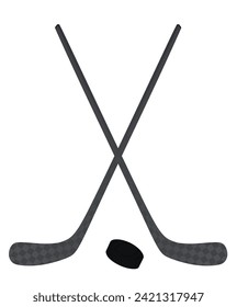 Hockey sticks and puck. vector