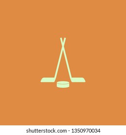 hockey sticks and puck vector icon. flat design
