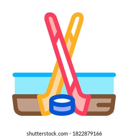 hockey sticks and shim icon vector. hockey sticks and shim sign. color symbol illustration