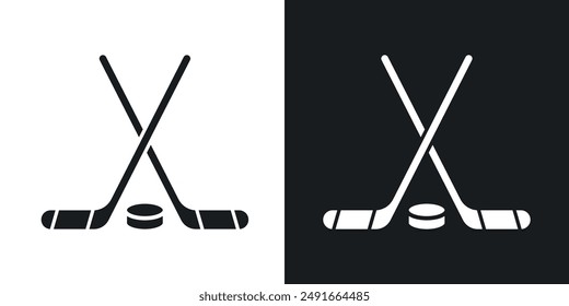 Hockey sticks vector icon set in solid style.