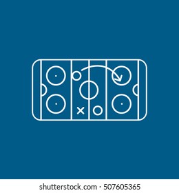 Hockey Strategy Line Icon On Blue Background