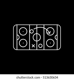 Hockey Strategy Line Icon On Black Background