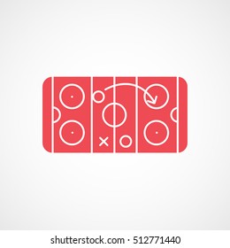 Hockey Strategy Red Flat Icon On White Background