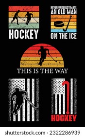 Hockey T shirt Design Bundle, Vector Hockey T shirt  design, Hockey shirt  vintage T shirt design Collection
