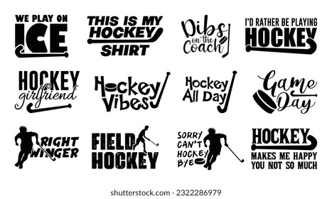 Hockey T shirt Design Bundle, Vector Hockey T shirt  design, Hockey shirt  typography T shirt design Collection