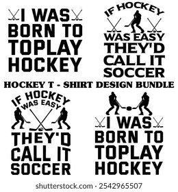 Hockey Camiseta Diseño Paquete Tipografía Vector Juego Jugador Jugar 