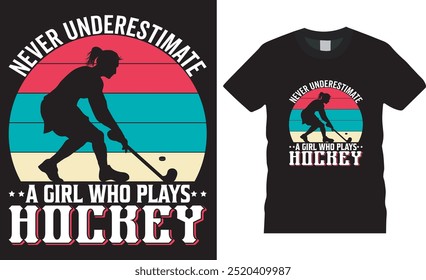 Diseño de camiseta de hockey Plantilla de Vector grunge. Ilustración vectorial deportiva, diseño de camiseta de hockey, hockey sobre hielo, hockey es mi Ilustración vectorial de diseño de camisetas de temporada favorita, diseño de tipografía.