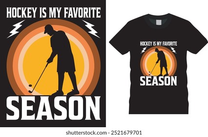 Diseño de camiseta de hockey Plantilla de Vector grunge. Ilustración vectorial deportiva, diseño de camiseta de hockey, hockey sobre hielo, hockey es mi Ilustración vectorial de diseño de camisetas de temporada favorita, diseño de tipografía.