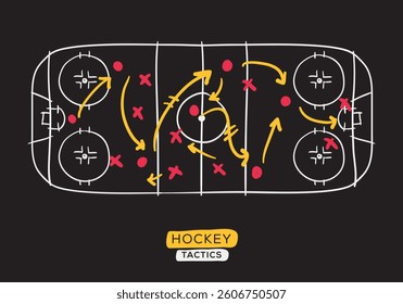 Hockey tactics board, freehand drawing design.