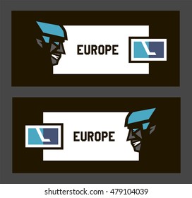 Hockey team Europe, vector pattern design for games. Hockey player, person, icon