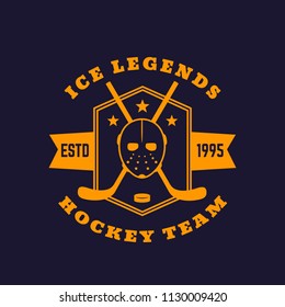 Hockey team vintage emblem, vector print