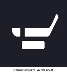 Hockey tournament dark mode glyph ui icon. Team sports game on ice. User interface design. White silhouette symbol on black space. Solid pictogram for web, mobile. Vector isolated illustration
