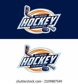 Hockey tournament logo in modern minimalist style - Shutterstock ID 2109887549