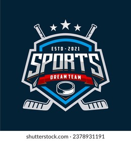 Hockey tournament logo in modern minimalist st