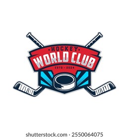 Logotipo del torneo de hockey en estilo minimalista moderno, equipo del logotipo del hockey