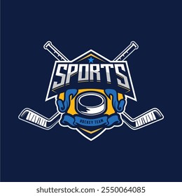 Logotipo del torneo de hockey en estilo minimalista moderno, equipo del logotipo del hockey