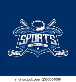 Logotipo del torneo de hockey en estilo minimalista moderno, equipo del logotipo del hockey