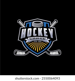 Logotipo del torneo de hockey en estilo minimalista moderno, equipo del logotipo del hockey