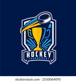 Logotipo del torneo de hockey en estilo minimalista moderno, equipo del logotipo del hockey