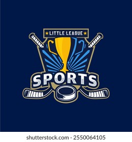 Logotipo del torneo de hockey en estilo minimalista moderno, equipo del logotipo del hockey