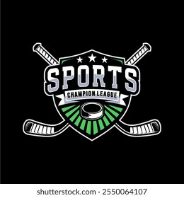 Logotipo del torneo de hockey en estilo minimalista moderno, equipo del logotipo del hockey