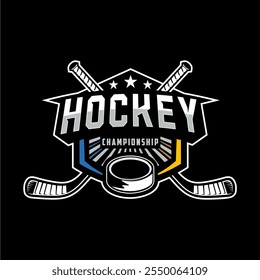 Hockey tournament logo in modern minimalist style, hockey logo team