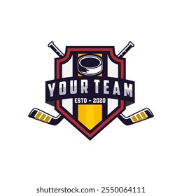 Logotipo del torneo de hockey en estilo minimalista moderno, equipo del logotipo del hockey