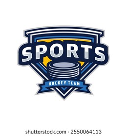 Logotipo del torneo de hockey en estilo minimalista moderno, equipo del logotipo del hockey