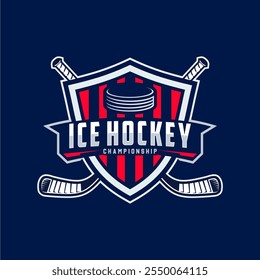 Logotipo del torneo de hockey en estilo minimalista moderno, equipo del logotipo del hockey