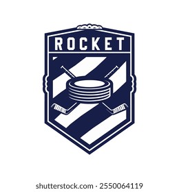 Logotipo del torneo de hockey en estilo minimalista moderno, equipo del logotipo del hockey