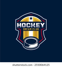 Logotipo del torneo de hockey en estilo minimalista moderno, equipo del logotipo del hockey