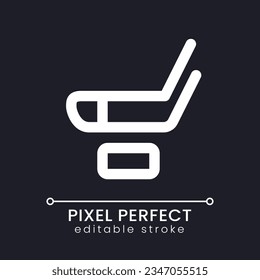 Hockey tournament pixel perfect white linear ui icon for dark theme. Team game on ice. Vector line pictogram. Isolated user interface symbol for night mode. Editable stroke. Poppins font used