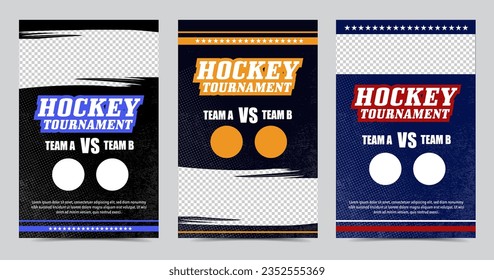 Diseño de plantillas de diseño de vectores de volante o afiche del Torneo de Hockey con espacio de copia para la imagen