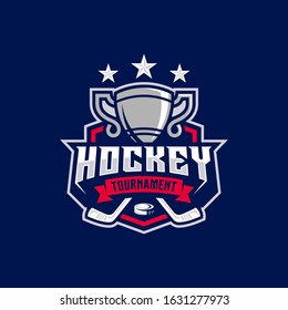 Hockey tournament sport logo template. Modern vector illustration. Badge design.