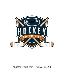 Hockey tournament sport logo template. Modern vector illustration. Badge design.